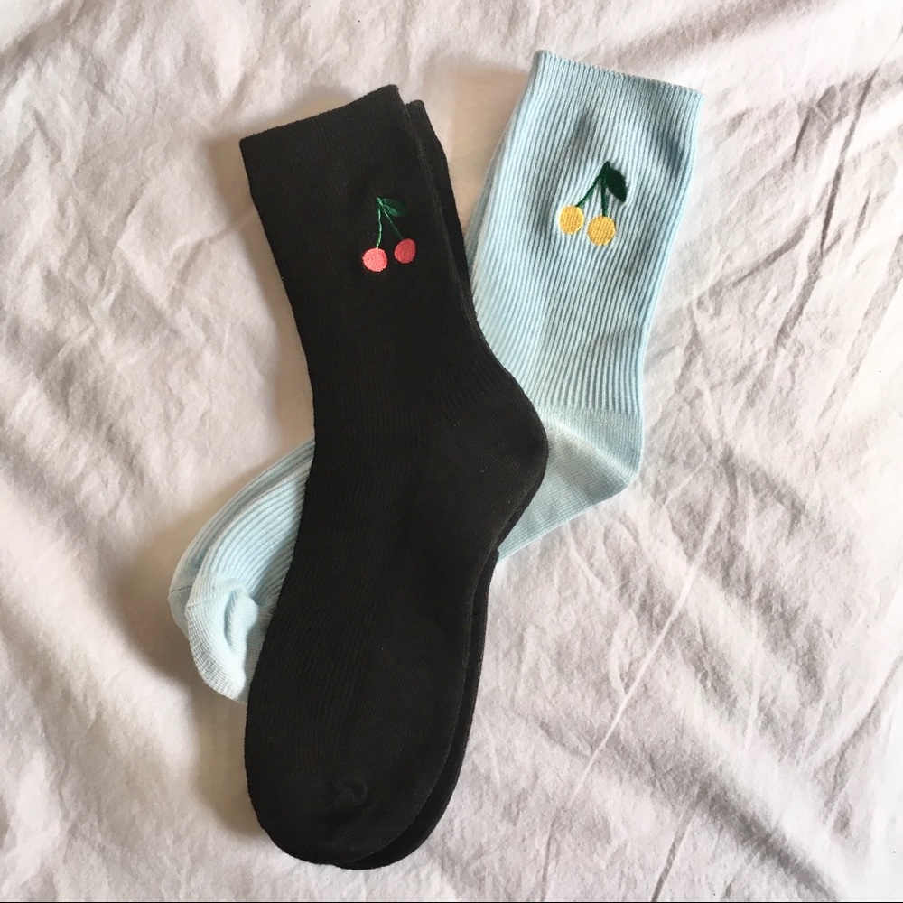 Cherry Embroidered Socks🍒